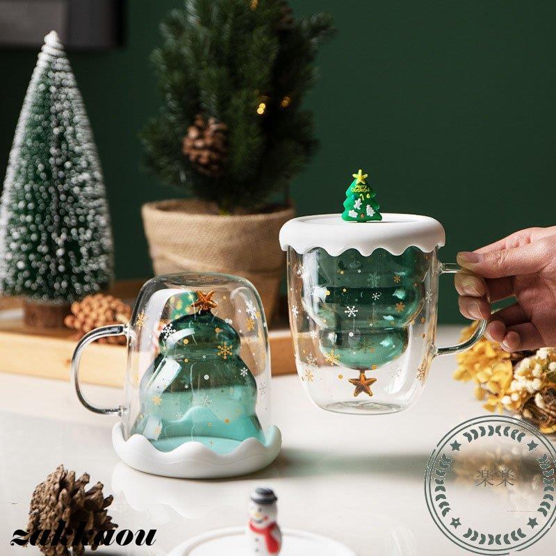 カップ 二重構造 保冷 熱くない 2層ガラス コップ 耐熱ガラス ダブルウォール グラス マグカップ クマ クリスマス ツリー 新築 お祝い プ